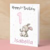 Personalised 1st, 2nd, 3rd, 4th, 5th Birthday Card for Daughter, Granddaughter, Niece, Goddaughter Girls Bunny Rabbit Card - 1 - One - Blank Message