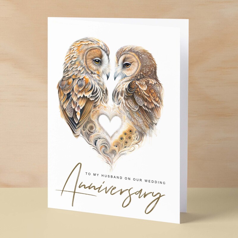 Anniversary Card For Husband Anniversary Card To My Husband Wedding Anniversary Card For Her Husband Anniversary Card Love Birds Card - Small (4x6) / Blank Message