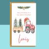 Grandson Tractor Christmas Card - Personalised - Custom Xmas Card for Gran son - Santa and Tractors - Blank inside - Regular