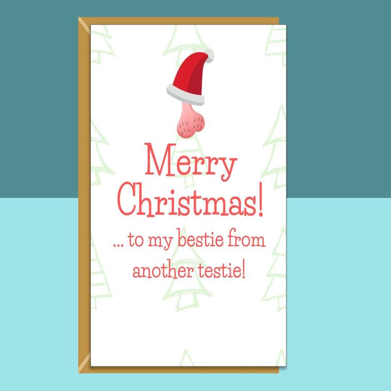Funny Bestie Christmas Card - Personalised Best Friend Xmas Card - Ideal rude card for your mate - Blank inside - Regular
