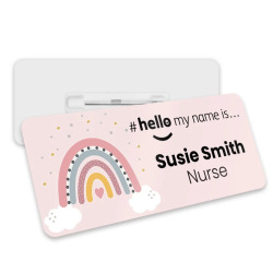 Pink Rainbow Hello My Name is name badge - Standard Name Badge