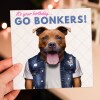 It's your birthday, go bonkers Staffy Staffordshire Bull Terrier dog, pet cute, funny birthday card (Animalyser) Size A6/A5/A4/Square - A6: Single card