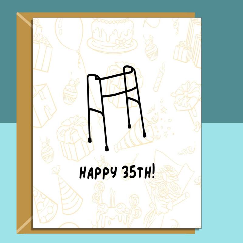 Funny 35th Birthday Card - Personalised inside - For someone turning 35 - Ideal card for Friend, Brother, Sister, Colleague - Customised - Blank inside - Large