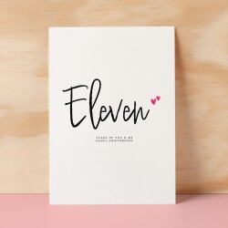 Eleven Year Anniversary Card For Husband 11 Year Anniversary Card Boyfriend or Girlfriend Wedding Anniversary Card For Wife - Small (4x6) / Blank Message