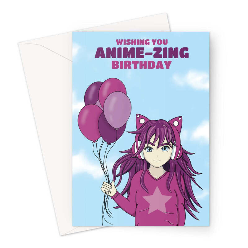 Anime Happy Birthday Wishes - A5 Portrait - 1 Card