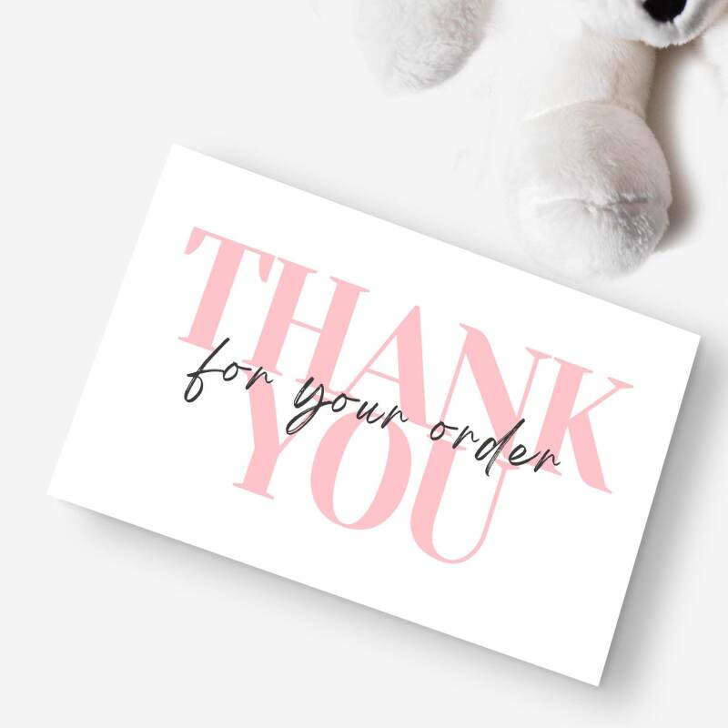 Thank You For Your Order Cards - Small Business Thank You Business Cards - Pink Thank You Business Card Size - Logo Thank You Cards - Sample Card