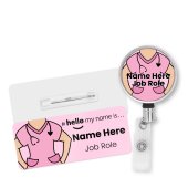 Hello My Name is Badge with ID Badge Reel Personalised Durable Name Badge #hello mynameis Badge, Nurse Badge, Nurse Badge, Blue Scrubs Badge