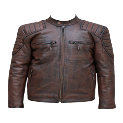 Leather Jacket Distressed Brown for Men Large