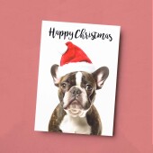 Christmas Card For Him or Her Christmas Card With A Dog French Bulldog Dog Christmas Card For Anyone Friend Fun Christmas Card of a Dog