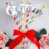 6 Circus Straws,Any Age Circus Theme Birthday Straws,Circus Birthday Party Decor