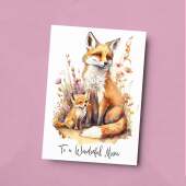 Birthday Card For Mum Card for Mothers Day Birthday Card For Her Birthday Gift For Mum Happy Birthday Card For Mum with Fox Illustration