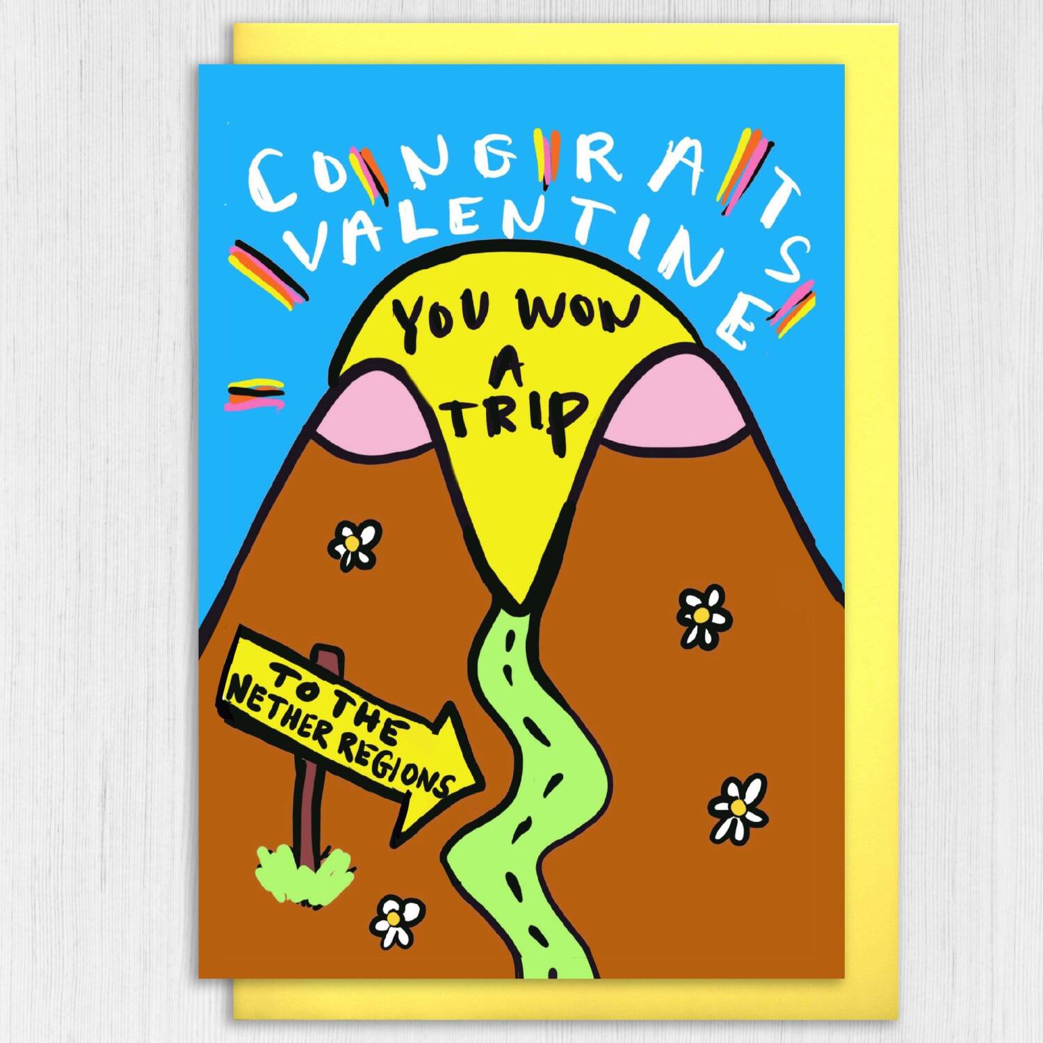 Congrats Valentine, you won a trip to the nether regions funny, rude, sexual innuendo Valentine's Day card (Size A6/A5/A4/Square 6x6") - A6: Single card