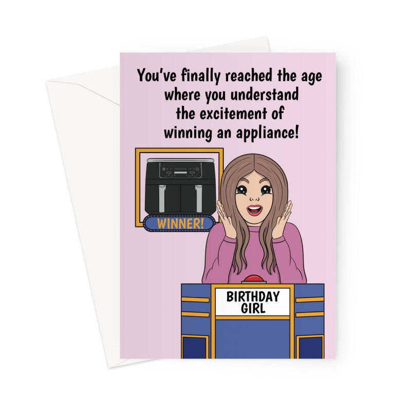 Funny Air Fryer Birthday Card For A Woman - A5 Portrait - 1 Card