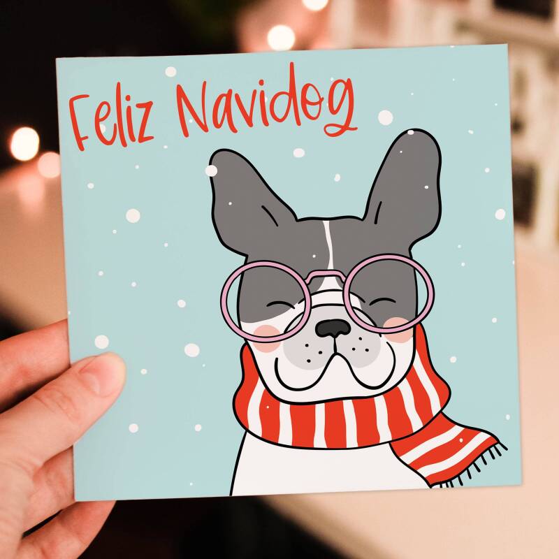 Feliz Navidog dog, pet Christmas, Holidays, Xmas, festive feliz navidad card from the dog, pet, doggy, pooch (Size A6/A5/A4/Square 6x6") - A6: Single card