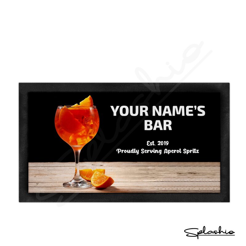 Personalised Aperol Spritz Bar Runner Mat, Custom Beer Mats & 4 x Drinks Coasters Gift Set Garden Bar Sets / Personalise Bar Aperol Spritz - Set of 4 Coasters