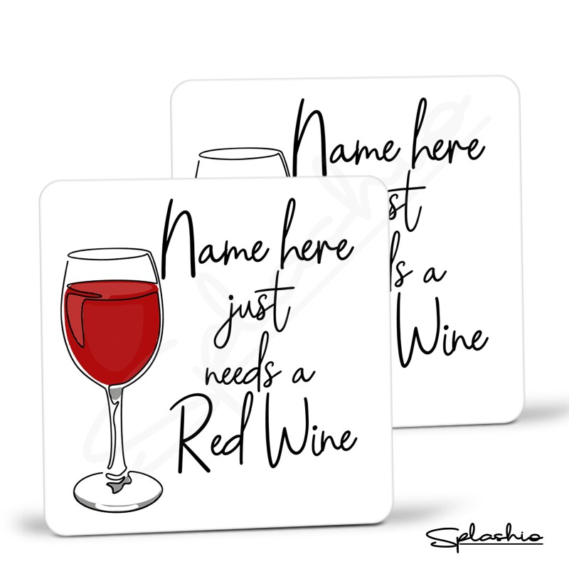 Red Wine Hand Drawn Coaster - Home Bar - Birthday Gift. Secret Santa - Hand Drawn Red Wine Coaster Personalised Drink Coasters - Single Coaster
