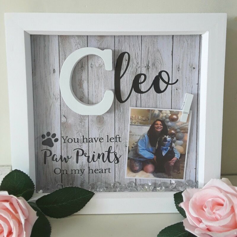 Personalised pet loss box frame,cat loss frame,cat memorial frame,dog loss frame - Without lights - Without  crystals