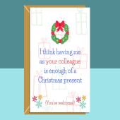 Funny Colleague Christmas Card - For Him or For Her - For your Work Mates this Xmas - Can be personalised inside - Packs of 1, 3 and 5.