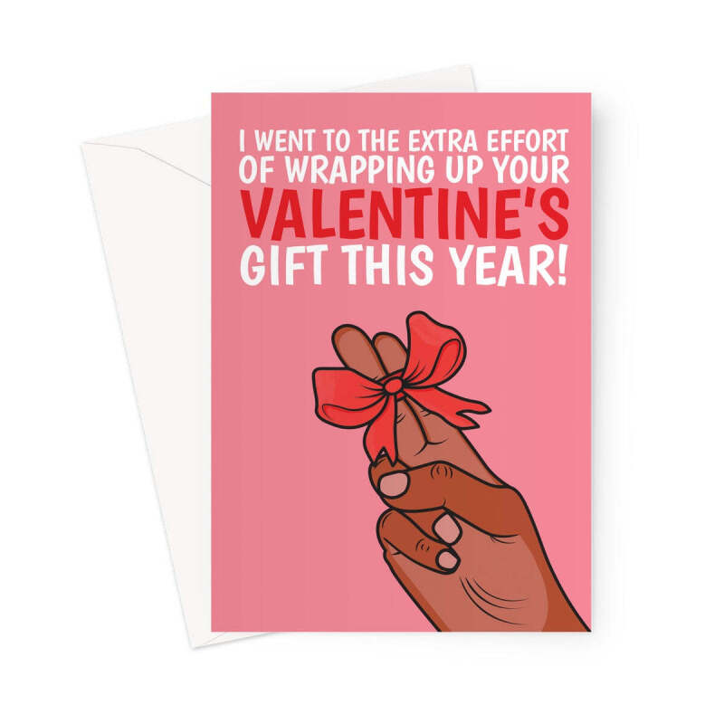 Rude Valentine's Day Card - Gift Wrapped FIngers - A5 Portrait - 1 Card