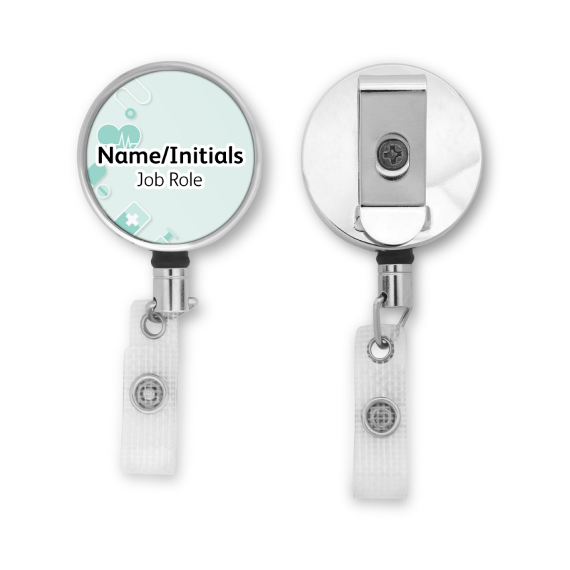 Personalised Metal ID Reel - Green Medical Doodle