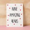 9 Year Anniversary Card For Wife or Husband Anniversary Card for 9th Anniversary Card For Boyfriend or Girlfriend Nine Wedding Anniversary - Small (4x6) / Blank Message