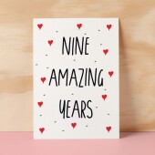 9 Year Anniversary Card For Wife or Husband Anniversary Card for 9th Anniversary Card For Boyfriend or Girlfriend Nine Wedding Anniversary