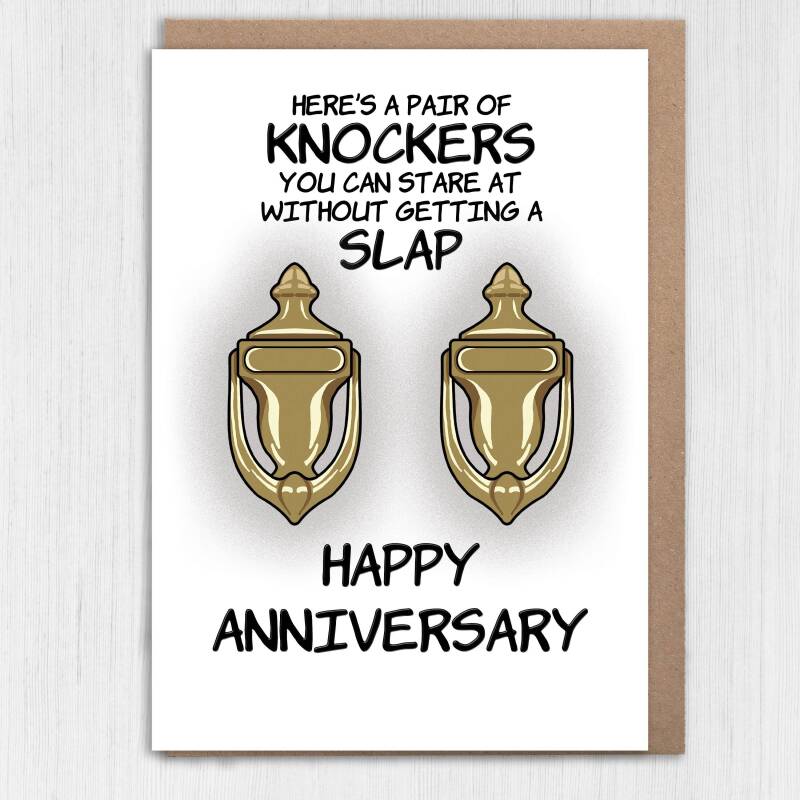 Here's a pair of knockers you can stare at without getting a slap funny, rude, breasts, boobs, tits, anniversary card Size A6/A5/A4/Square - A6: Single card