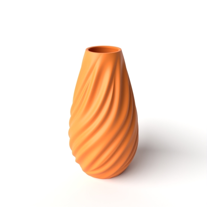 Wave Flower Vase 01 - Matte Dark Green
