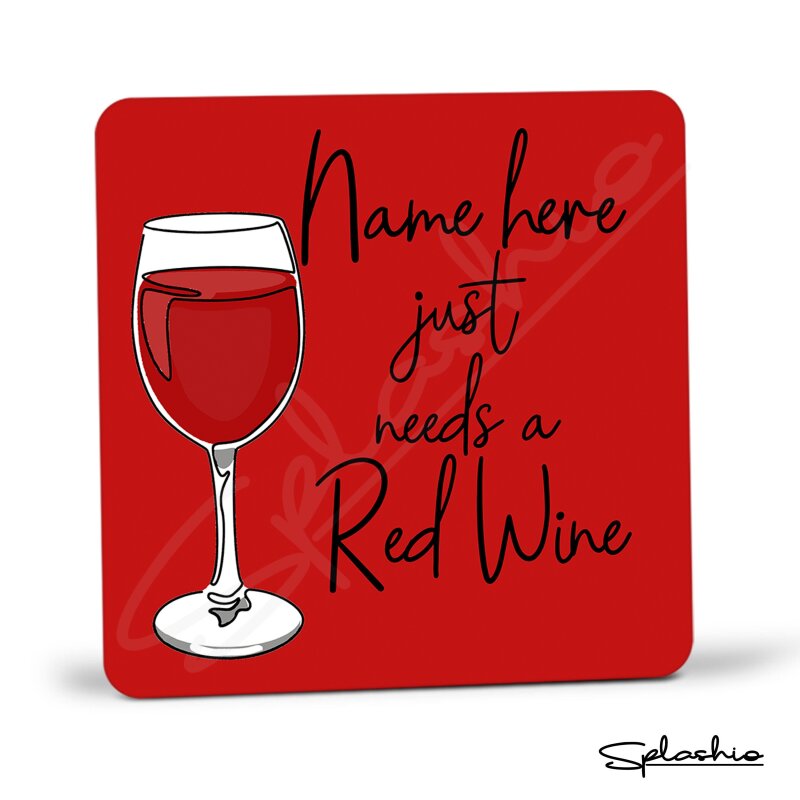 Red Wine Hand Drawn Coaster - Home Bar - Birthday Gift. Secret Santa - Hand Drawn Red Wine Coaster Personalised Drink Coasters - Single Coaster