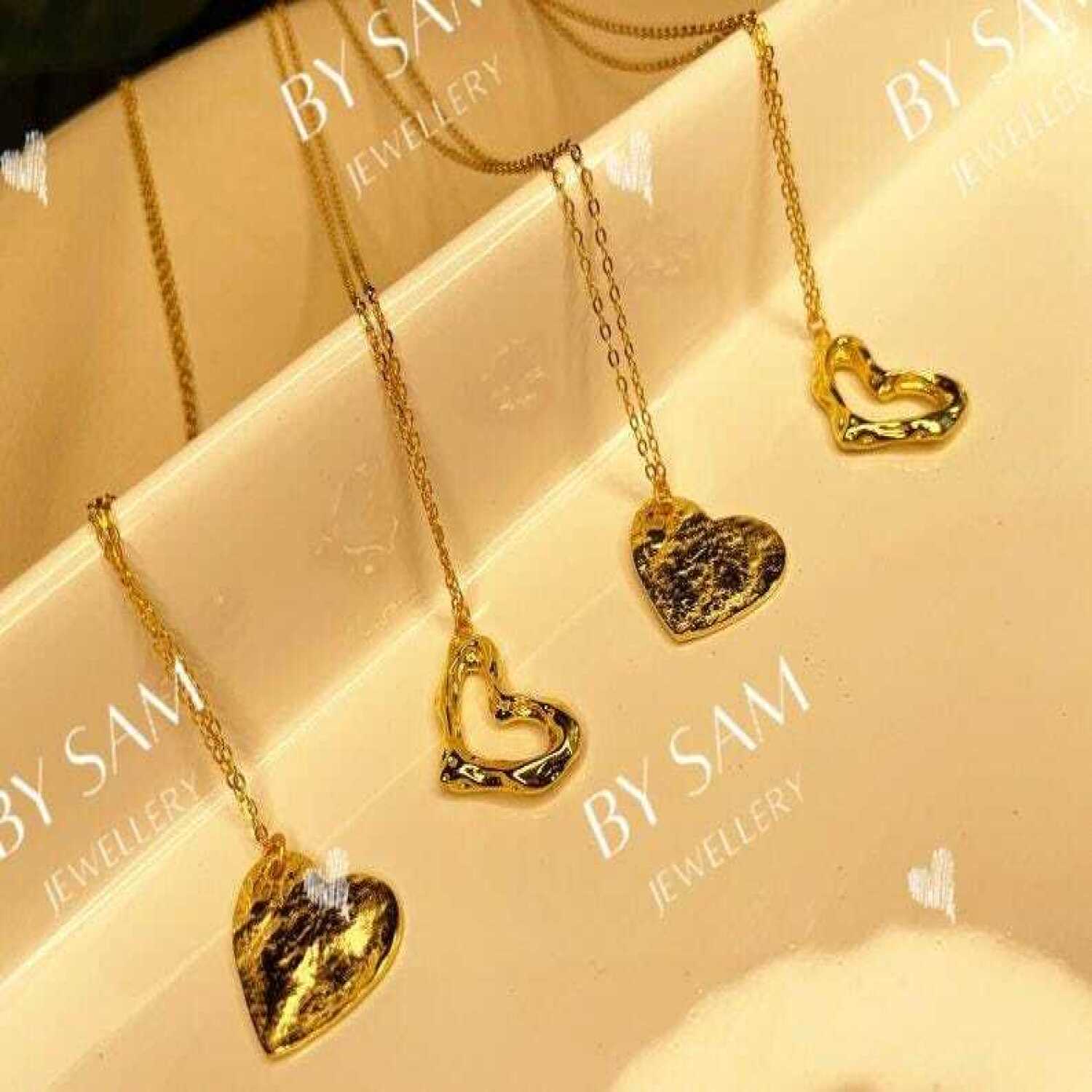 925 solid silver and Gold Heart necklace - Gold