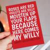 Moisten up your flaps because here comes my willy rude, funny Valentine's Day card for wife, girlfriend, partner (Size A6/A5/A4/Square 6x6") - A6: Single card