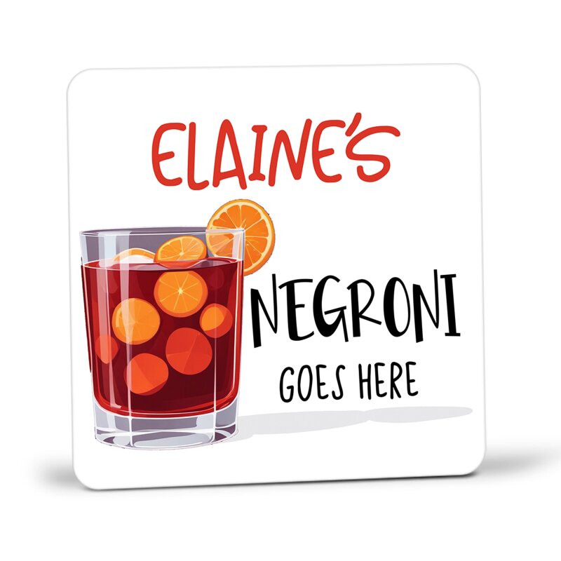 Personalised Negroni Goes Here Coaster, Negroni Gift