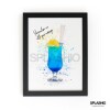 BLUE LAGOON  Splatter Art Print, High Gloss Print, Splash Art, Home Decor, Home Bar Custom Drink Art Cocktails - A6