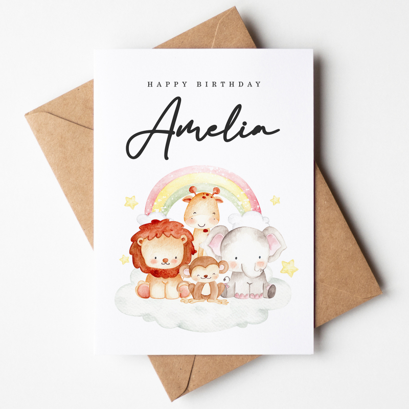 Happy Birthday To A Very Special Little Boy / Little Girl, Personalised Birthday Card , Cute Animal Birthday Card, Cute Safari Animal Cards - A6 - 4.1" x 5.8"