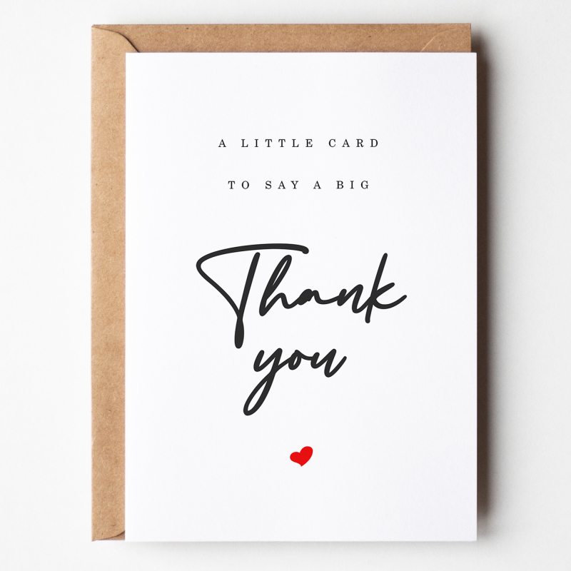 Thank You Cards | A Little Card to say a Big Thankyou, Wedding Thank You Cards Personalised Thank You Card, Classy & Simple Thank You Cards - A6 - 4.1" x 5.8"