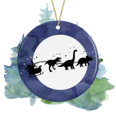 Ceramic Christmas Tree Decoration - Santa's Dinosaur Sleigh