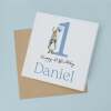 Personalised Boys 1st Birthday Card For Boy Featuring A Cute Bunny In Blue Custom First Birthday Gift - Square (5.5x5.5) / Blank Inside