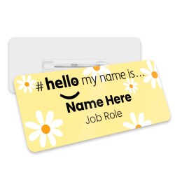 Daisy Hello My Name is Name Badge NHS Nurse Badge - Lemon
