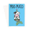 Funny Mermaid Birthday Card, Moo-Maid Cow - A5 Portrait - 1 Card