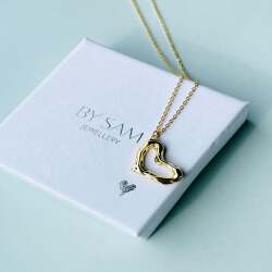 Heart necklace gift for her - Gold