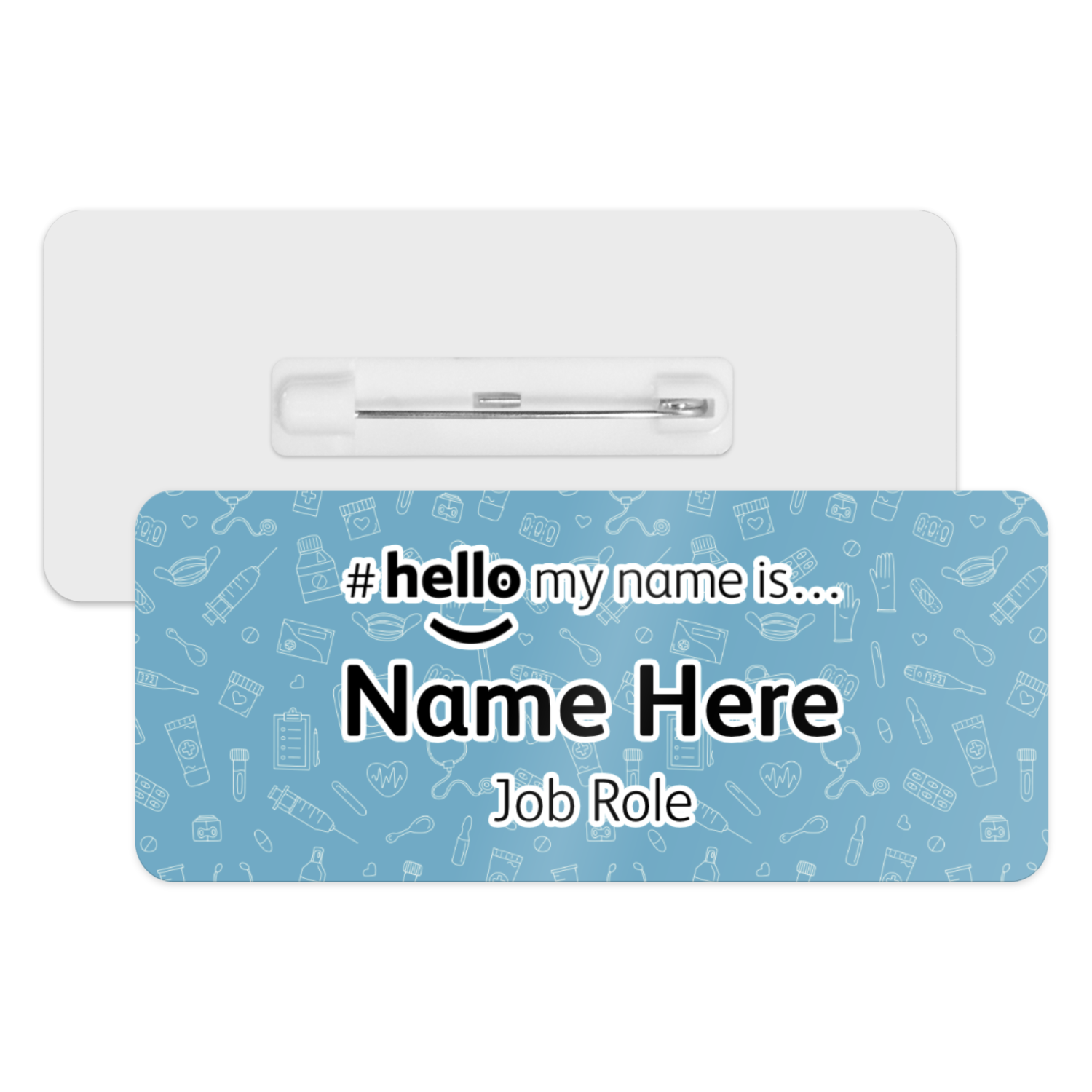 #hello my name is... Name Badge - Blue Medical Doodle