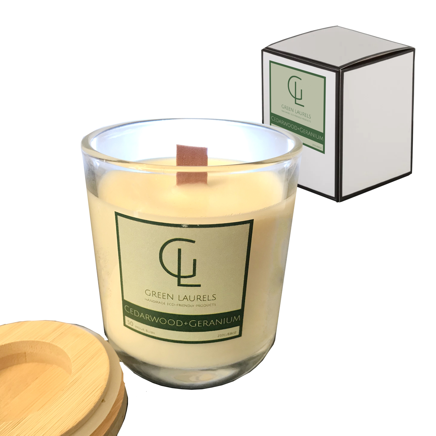 Premium Soy Candle - Cedarwood + Geranium