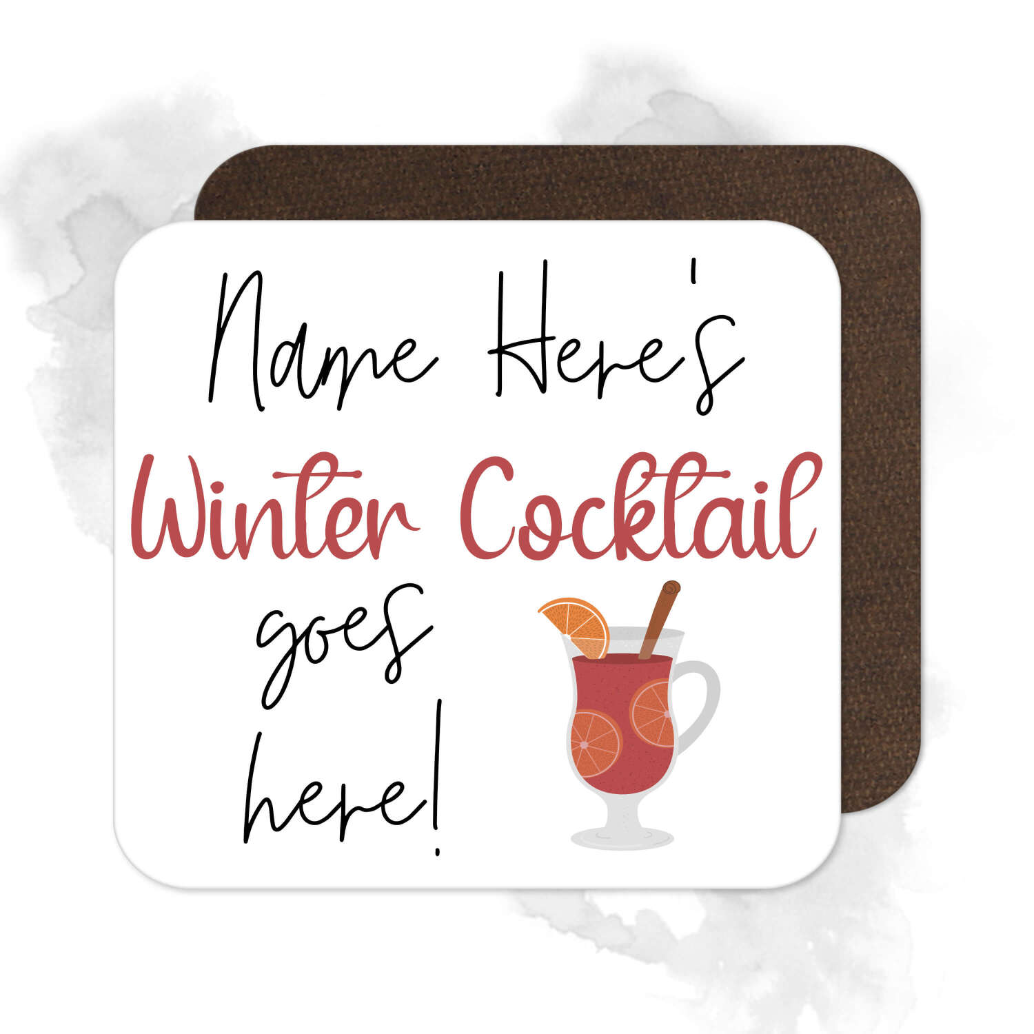 Personalised Drinks Coaster - Name's Winter Cocktail Goes Here!