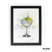 GIN & TONIC  Splatter Art Print, High Gloss Print, Splash Art, Home Decor, Home Bar Custom Drink Art Cocktails