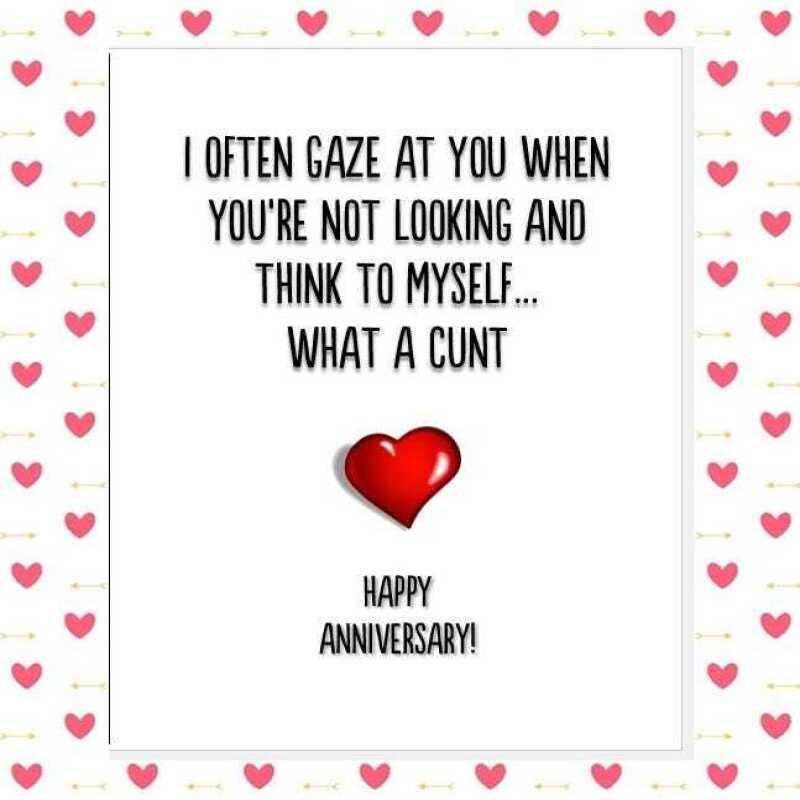 funny rude anniversary card, rude wife card, rude husband card, c*nt card, dickhead card, cheeky card, girlfriend, boyfriend, 15 designs - CUNTIEST