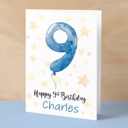 Personalised 9th Birthday Card For Boy Custom Name Card For Boy Ninth Birthday Card For Child Birthday Card for Boy Custom 9th Birthday - Small (4x6) / Blank Message