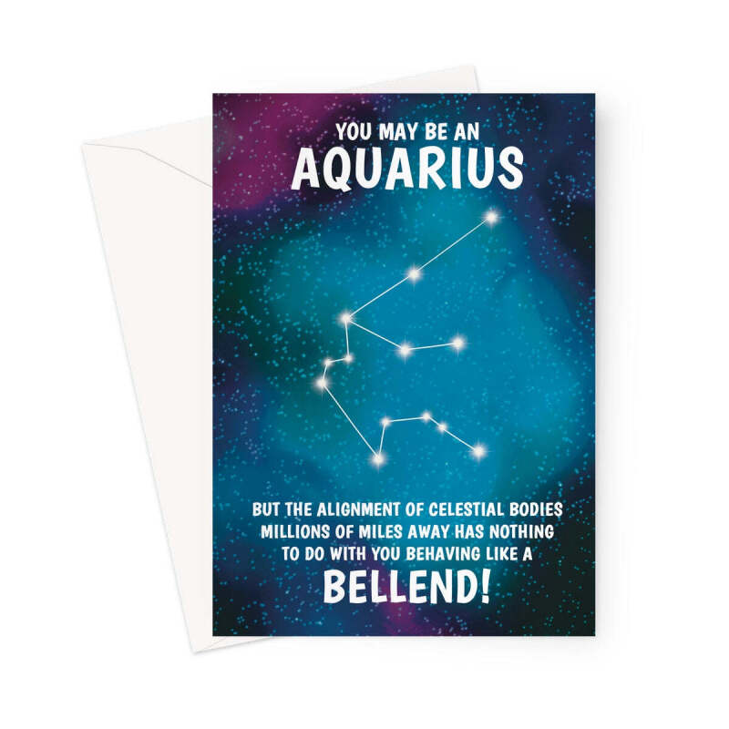Aquarius Rude Star Sign Birthday Card - A5 Portrait - 1 Card