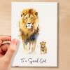 Birthday Card For Dad Card for Fathers Day Birthday Card For Her Birthday Gift For Dad Happy Birthday Card For Dad with Lion Illustration - Small (4x6) / Blank Message