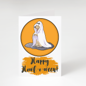 'Happy Howl-o-ween' Halloween Ghost Dog Greetings Card