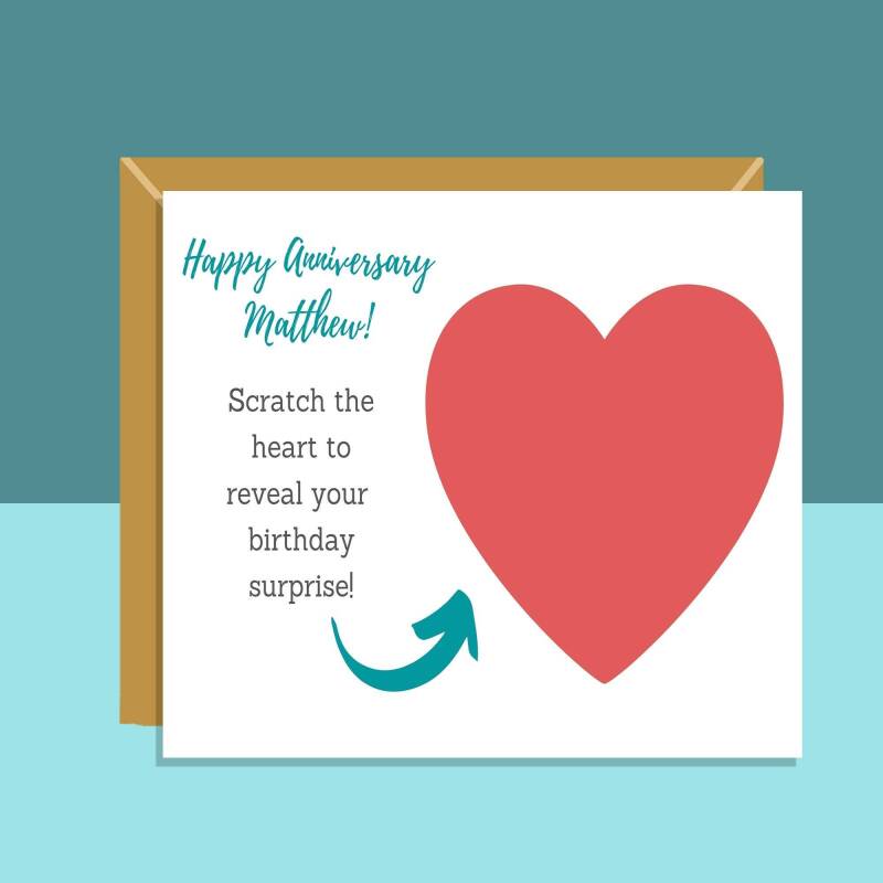 Surprise Scratch Card - Customisable Scratch and Reveal for Anniversary - For Him or For Her - Personalised